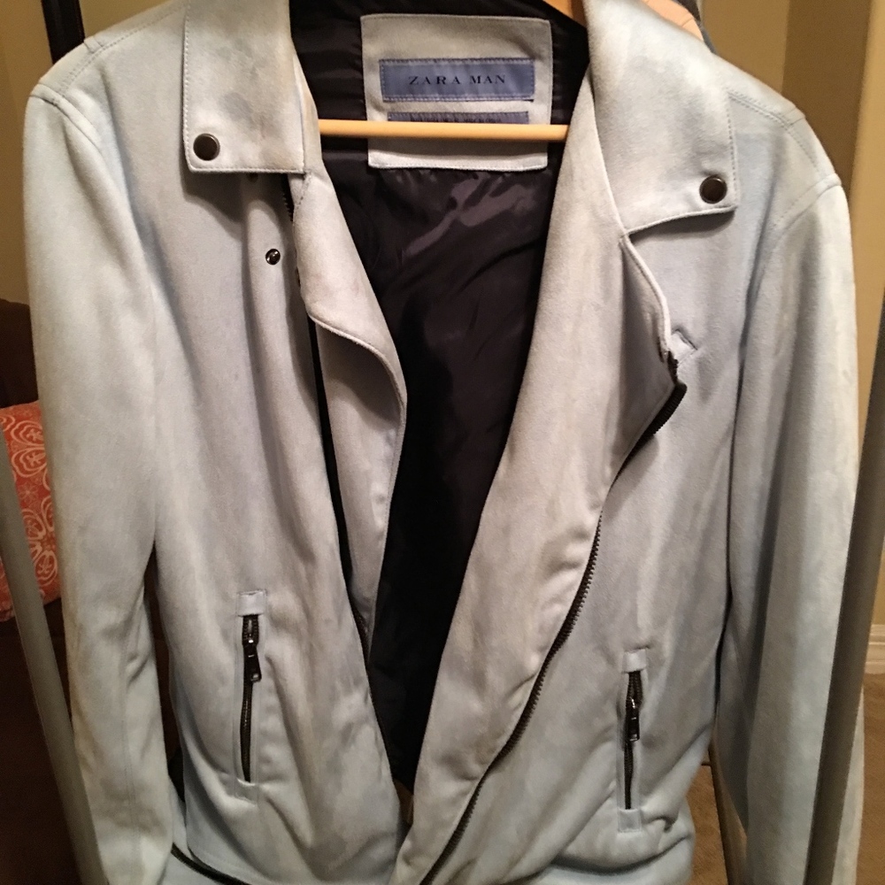 Zara Baby Blue Velvet Jacket