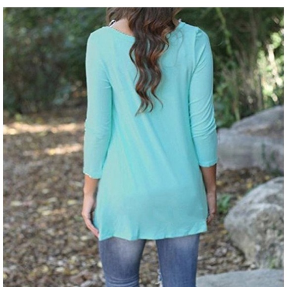 Long Sleeve Round Neck Top With Side Button Detail - Picture 2 of 5