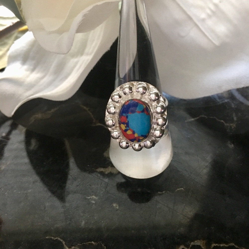 ⚜️Rainbow Mosaic Red Jasper Ring Size 8⚜️