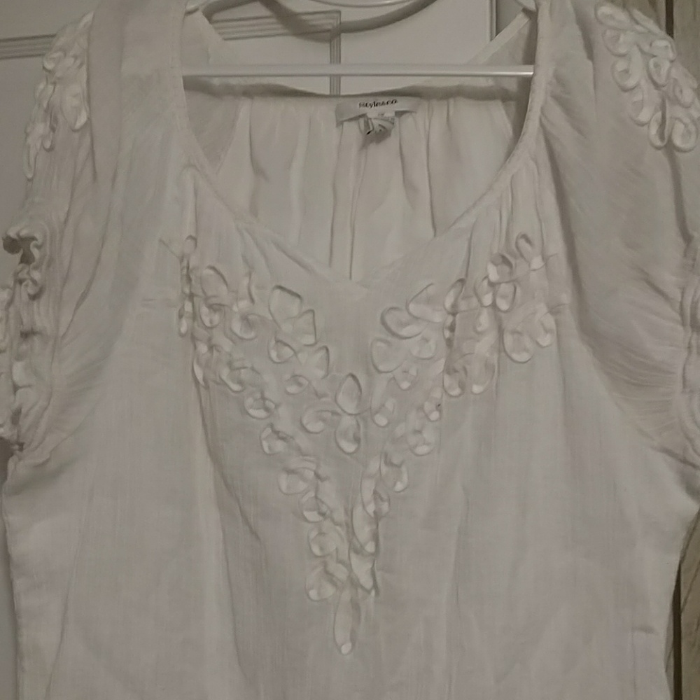 White gauze peasant blouse