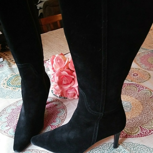 Chaps Shoes - Chaps Black Suede Women's Knee High Boots Size 7.5