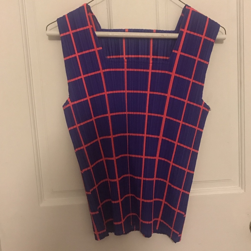 Please Please Issey Miyake Grid Print Tank