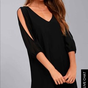 Black long sleeve chiffon dress