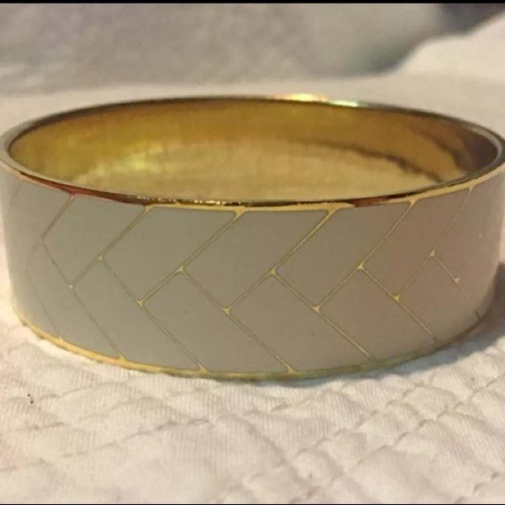 J Crew Chevron Ivory & Gold Bangle