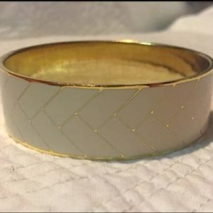 J Crew Chevron Ivory & Gold Bangle