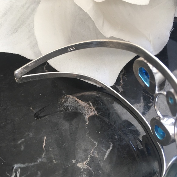 ⚜️Oversize Blue Topaz Cuff Bracelet⚜️ - Picture 4 of 8