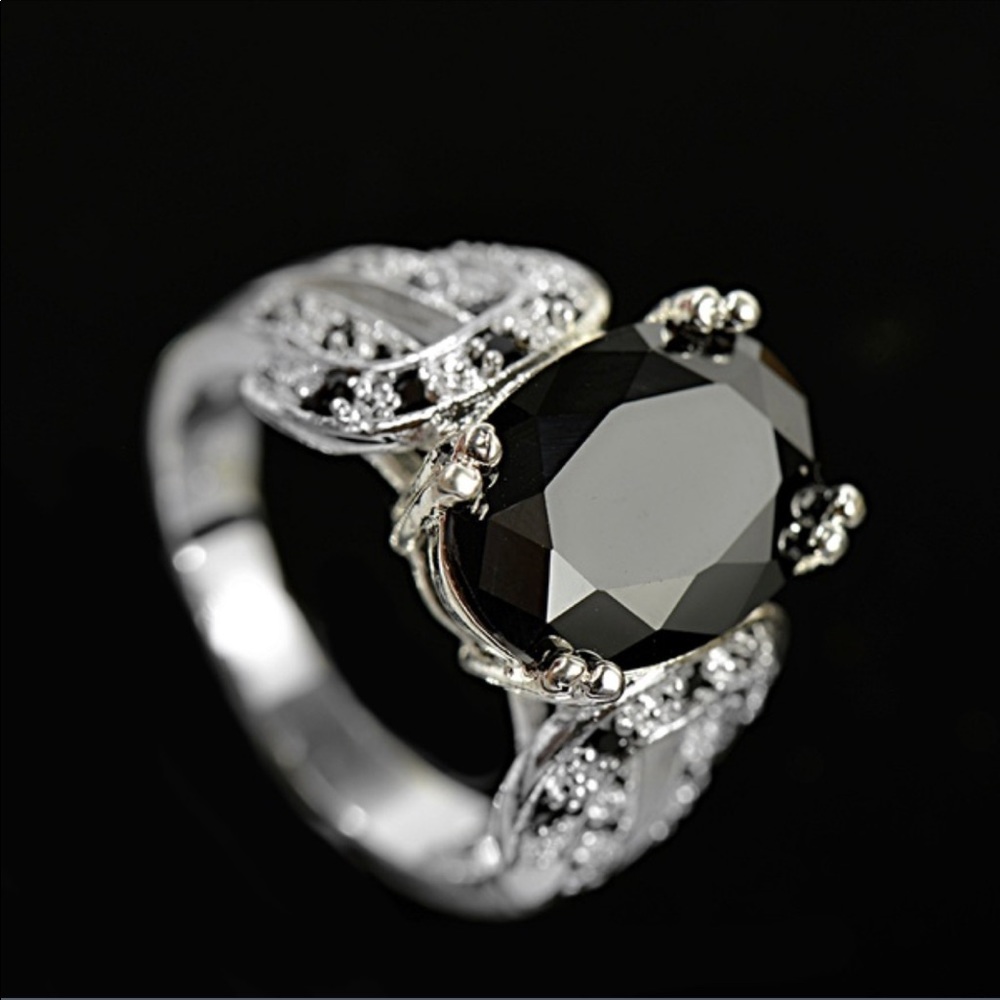 Sterling Silver Black Sapphire Ring.
