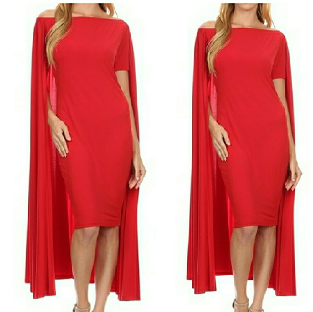 Red cape dress