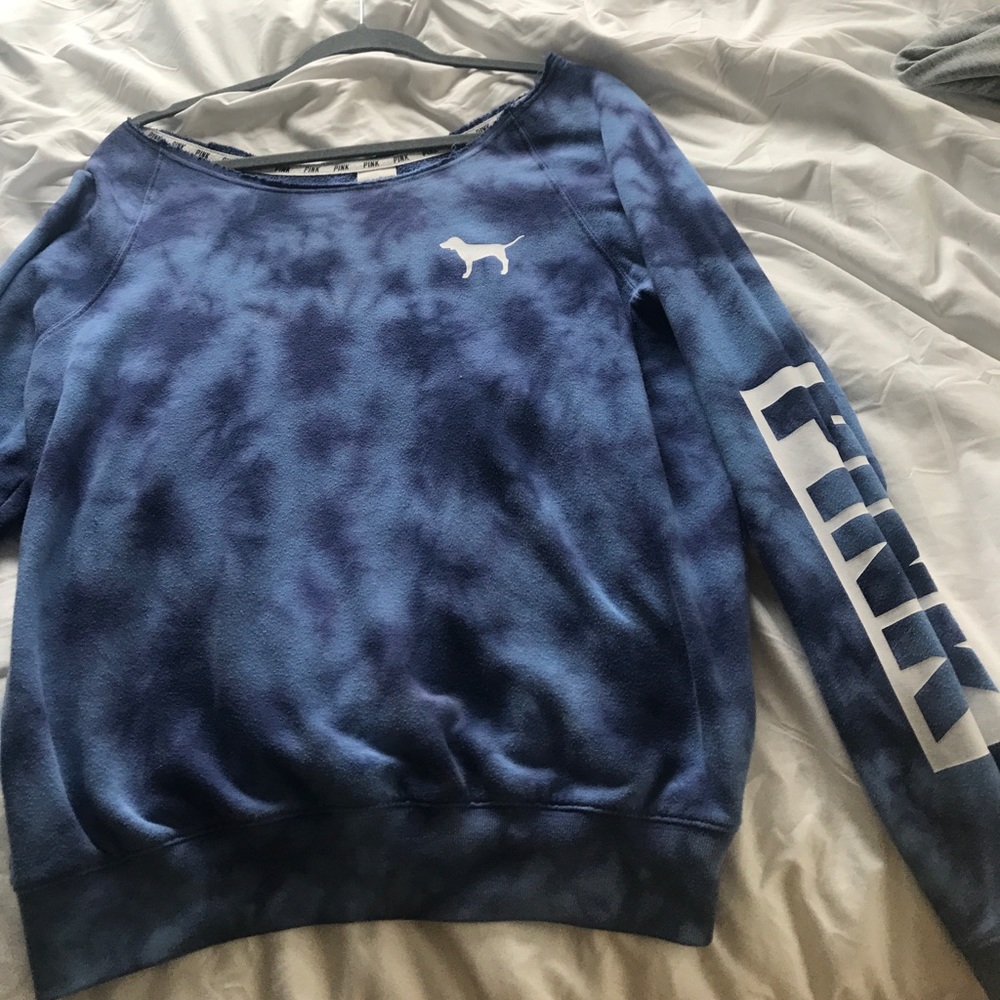 Blue Tie Dye PINK Sweatshirt