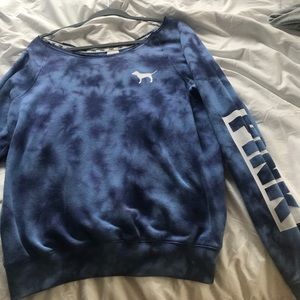 Blue Tie Dye PINK Sweatshirt