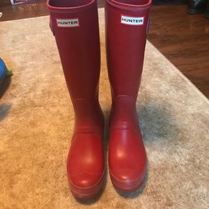 Red Matte Hunter Rain Boots