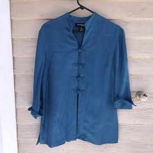 NORTON STUDIOS 55%linen,45%rayon vented 3/4 sl top/PL