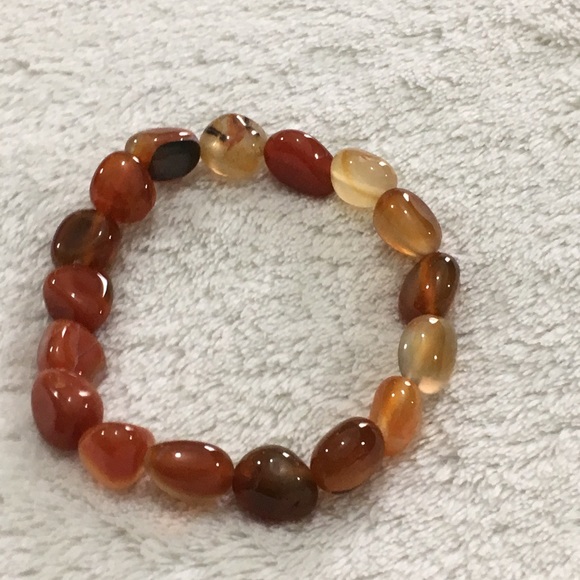 Carnelian Chunky Bracelet on elastic band (H) - Picture 3 of 8