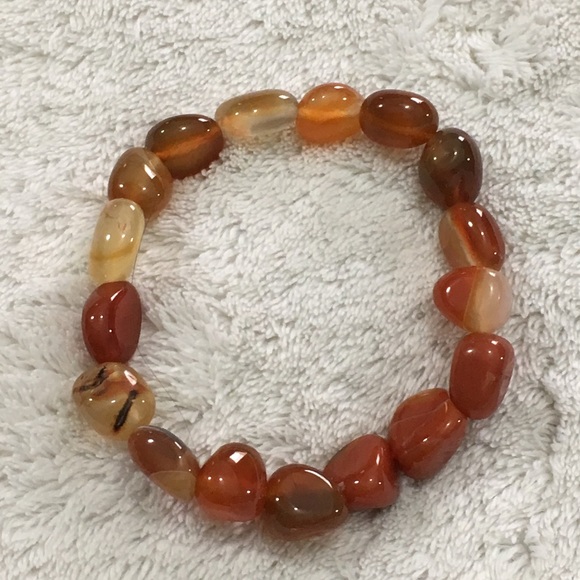 Carnelian Chunky Bracelet on elastic band (H) - Picture 6 of 8
