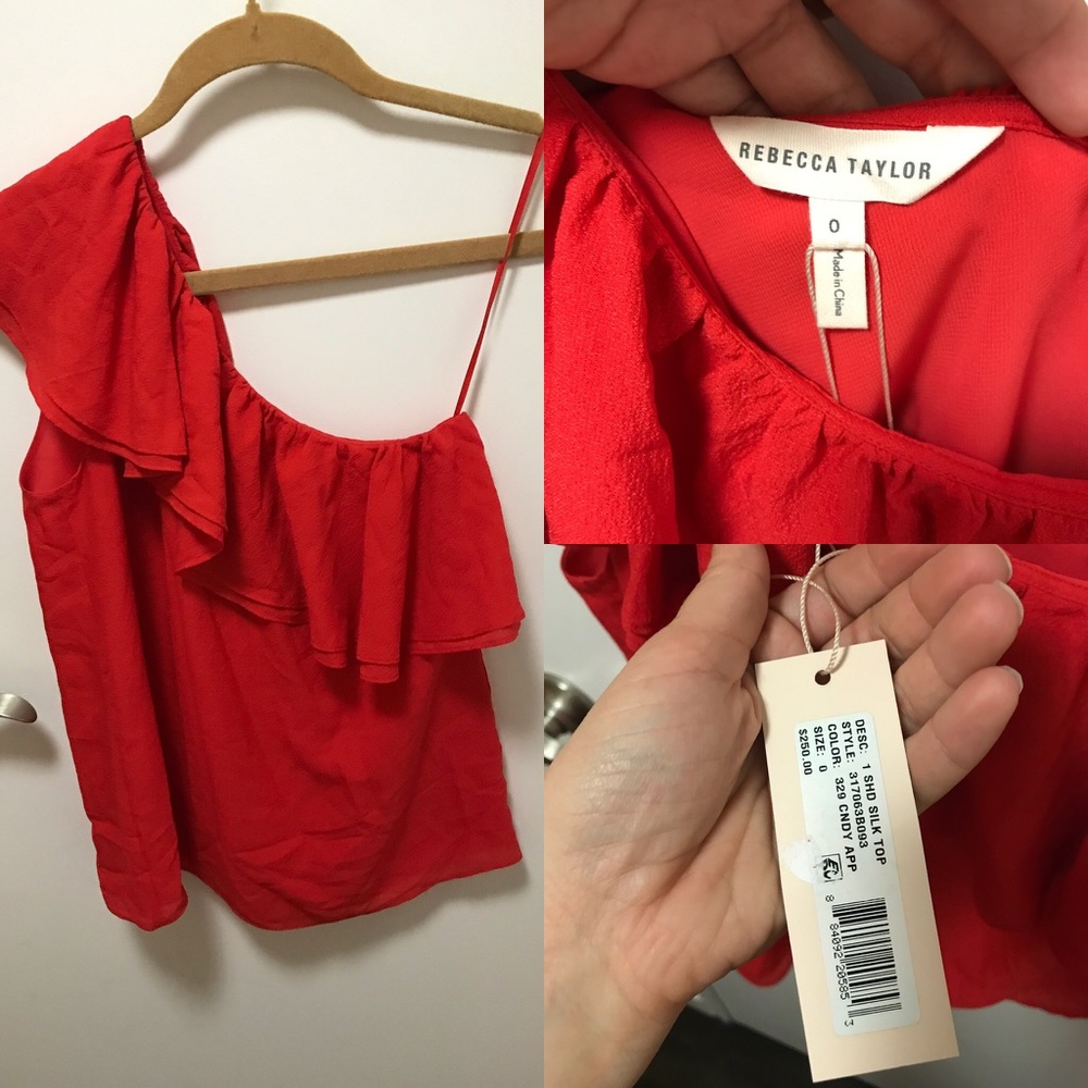 Rebecca taylor one shoulder silk top sz 0