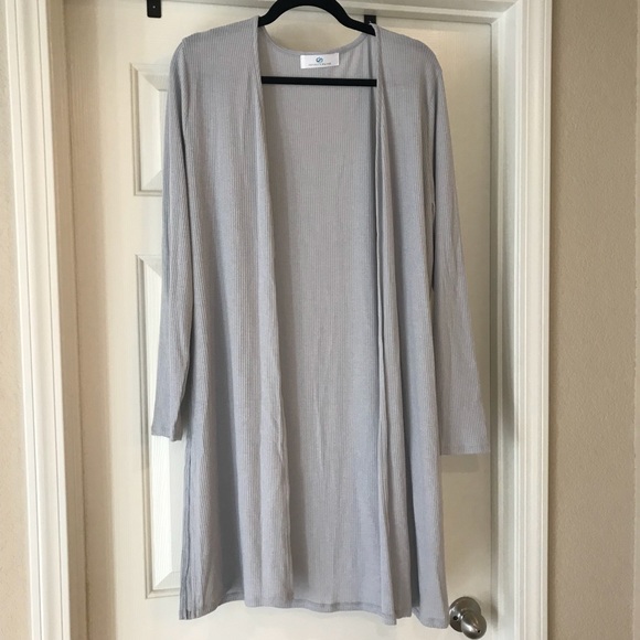 NWT L gray ribbed long sleeved duster cardigan - Picture 3 of 3