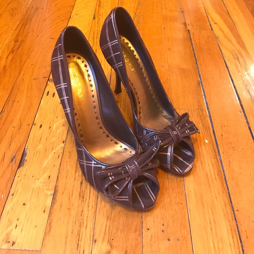 Brown Peep Toe Pumps