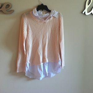 Pink collared shirt sweater