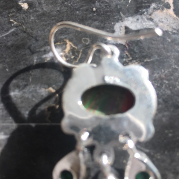 ⚜️Rainbow Calsilica with green quartz earrings⚜️ - Picture 6 of 7