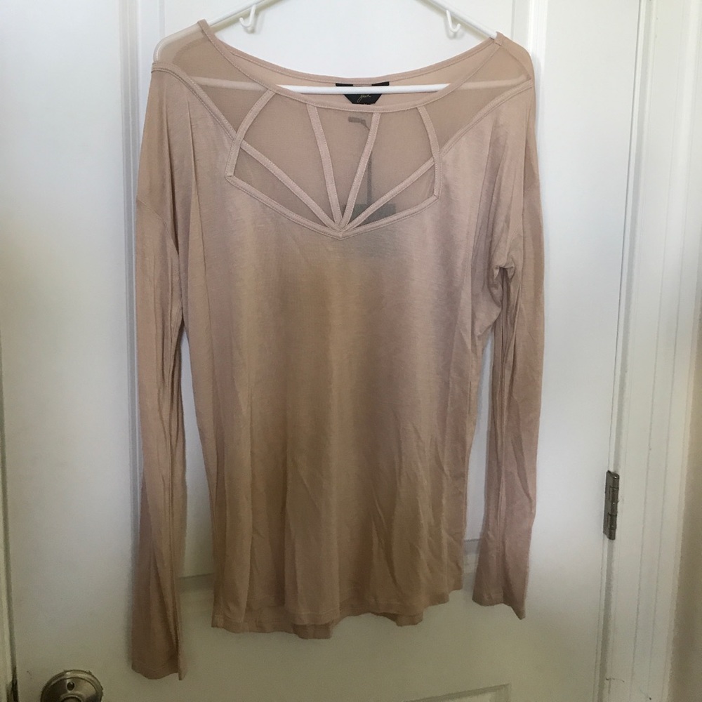 Flowy top with sheer caging at the top