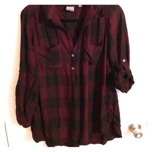 NY&CO rayon plaid design shirt
