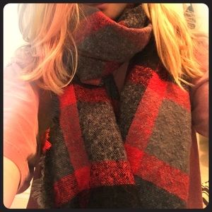 Red and Black plaid blanket scarf