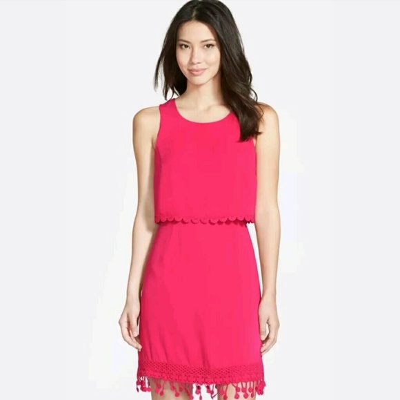 💞Kensie💞 Pink and Black Fringe Shift Dress NWT - Picture 1 of 3