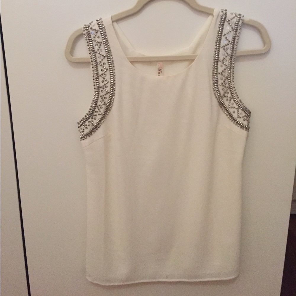 Cream shoulder embroidered blouse