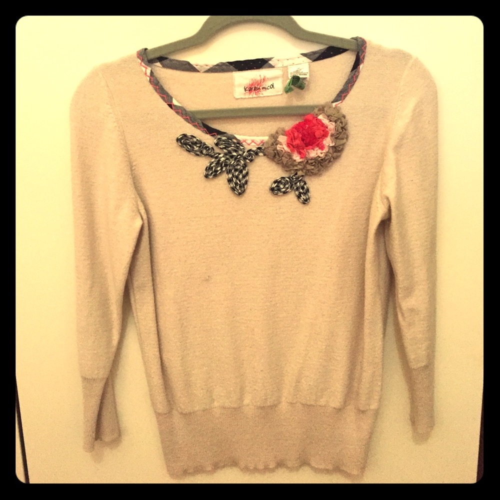 Anthropologie glitter embroidered sweater