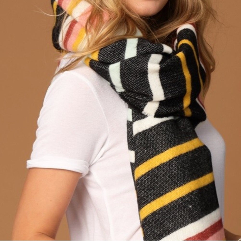 🍃Hello Fall🍃Oversized Multi Stripe Oblong Scarf - Picture 4 of 4