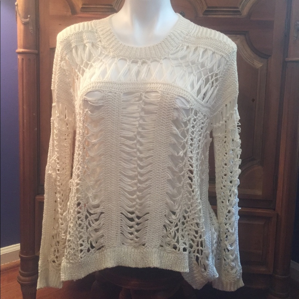 Cream knit open back sweater