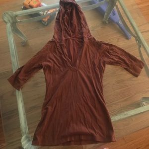 Brown hooded shirt