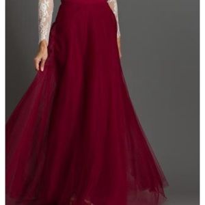 Burgundy tulle maxi skirt