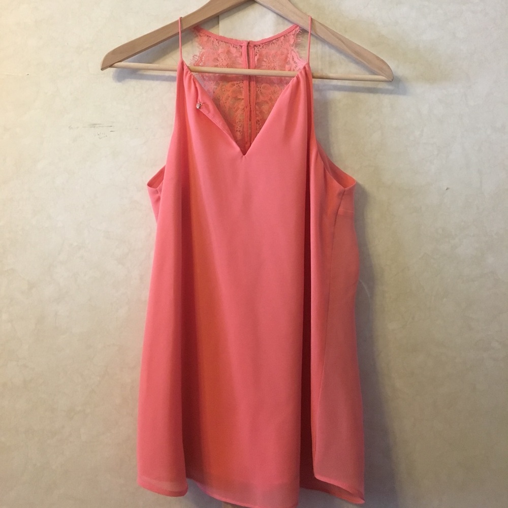 Small Coral Tunic w Laced Button Back