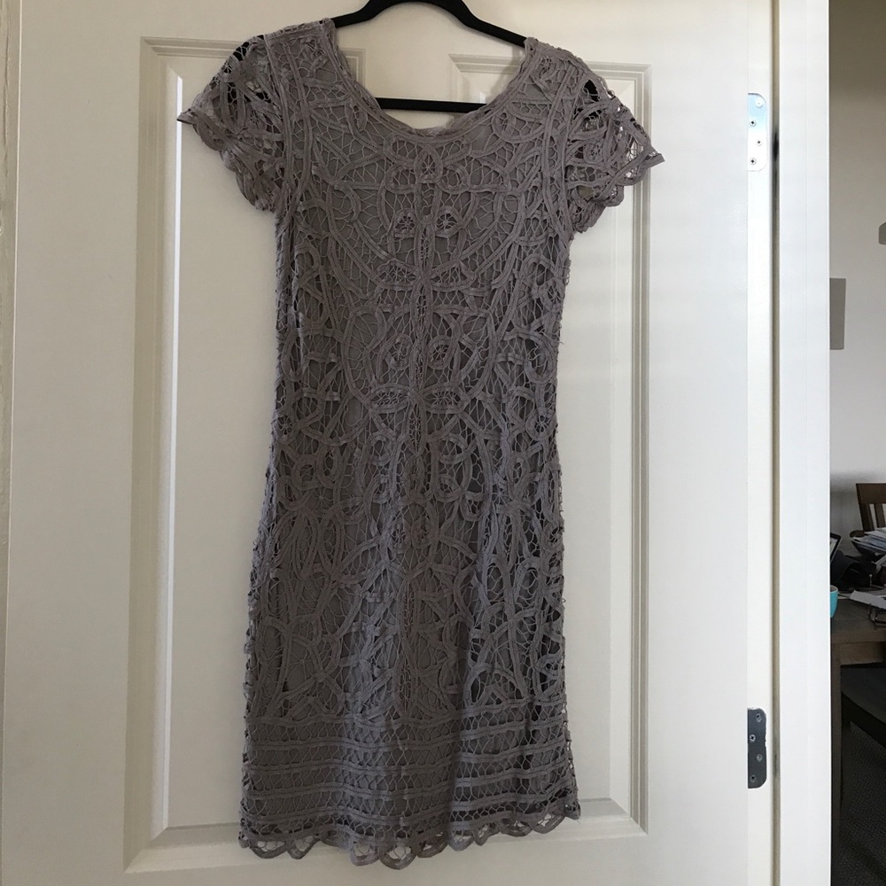 I.N.C. Taupe cotton crocheted dress