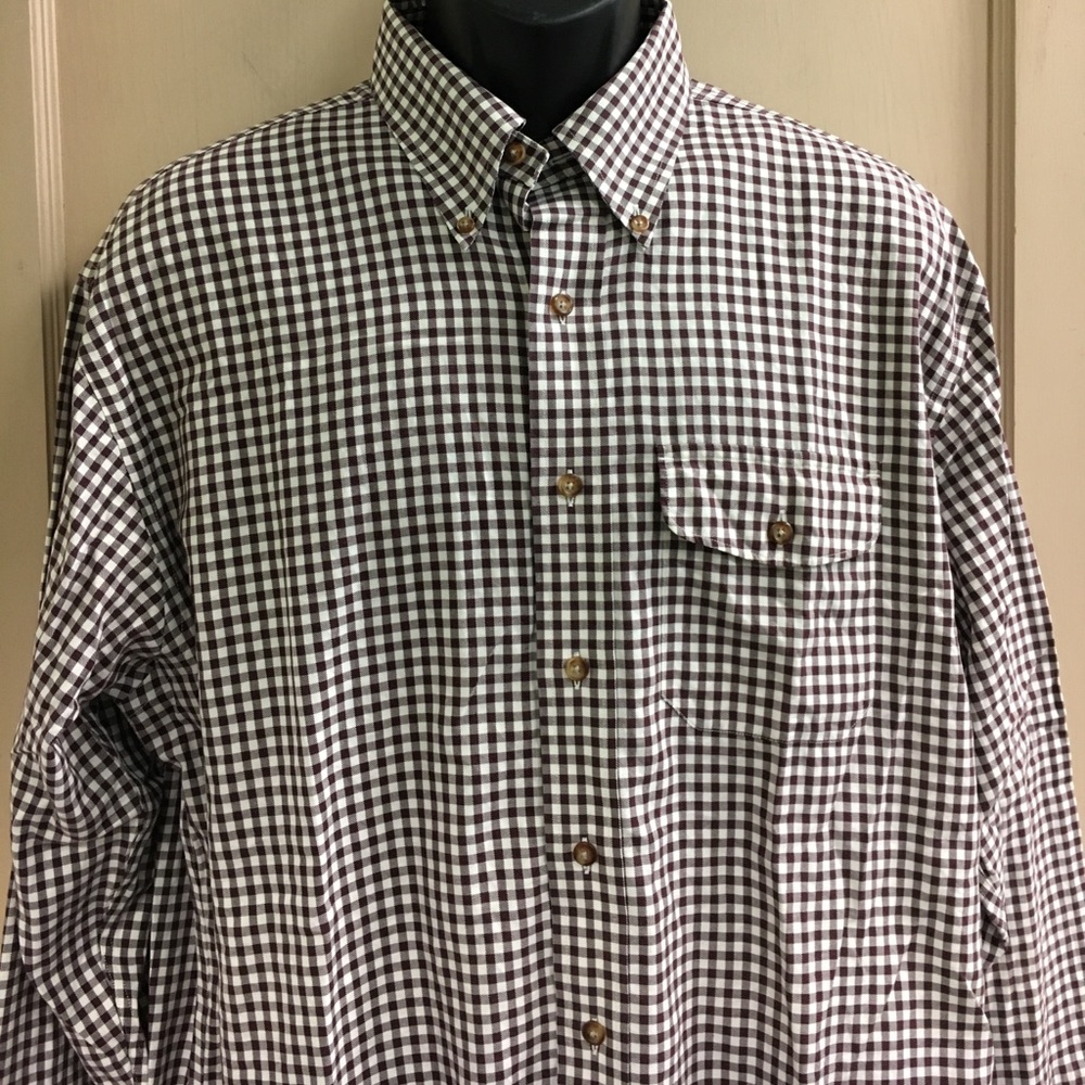 Brooks Brothers Brown Check Button Down Sz L