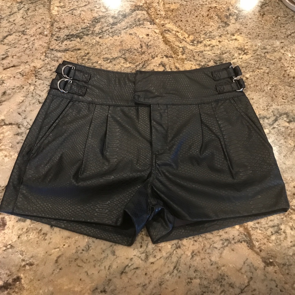 Black Faux Leather short booty shorts new