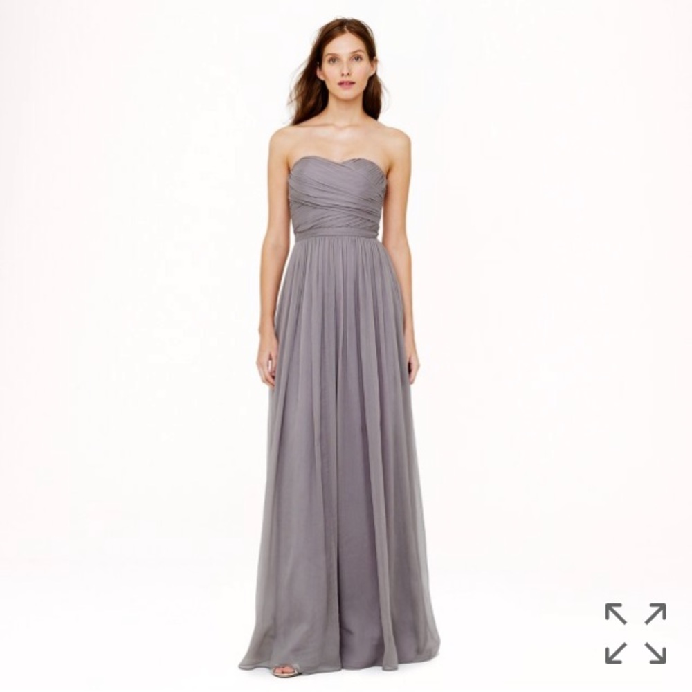 JCrew Arabelle Long Dress in Grey Chiffon