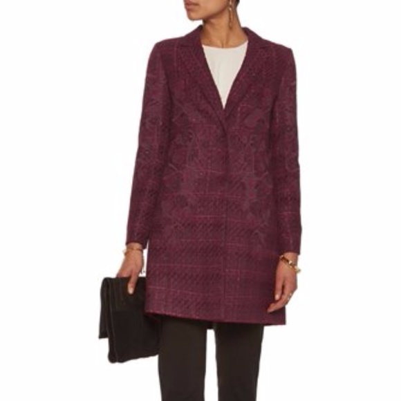 TORY-BURCH-PATSY-COAT-DARK-PLUM-NWT-Size-0 - Picture 2 of 6