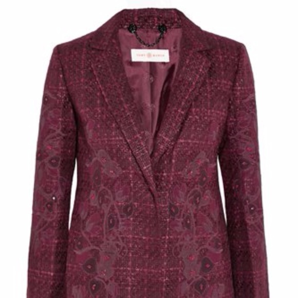 TORY-BURCH-PATSY-COAT-DARK-PLUM-NWT-Size-0 - Picture 4 of 6