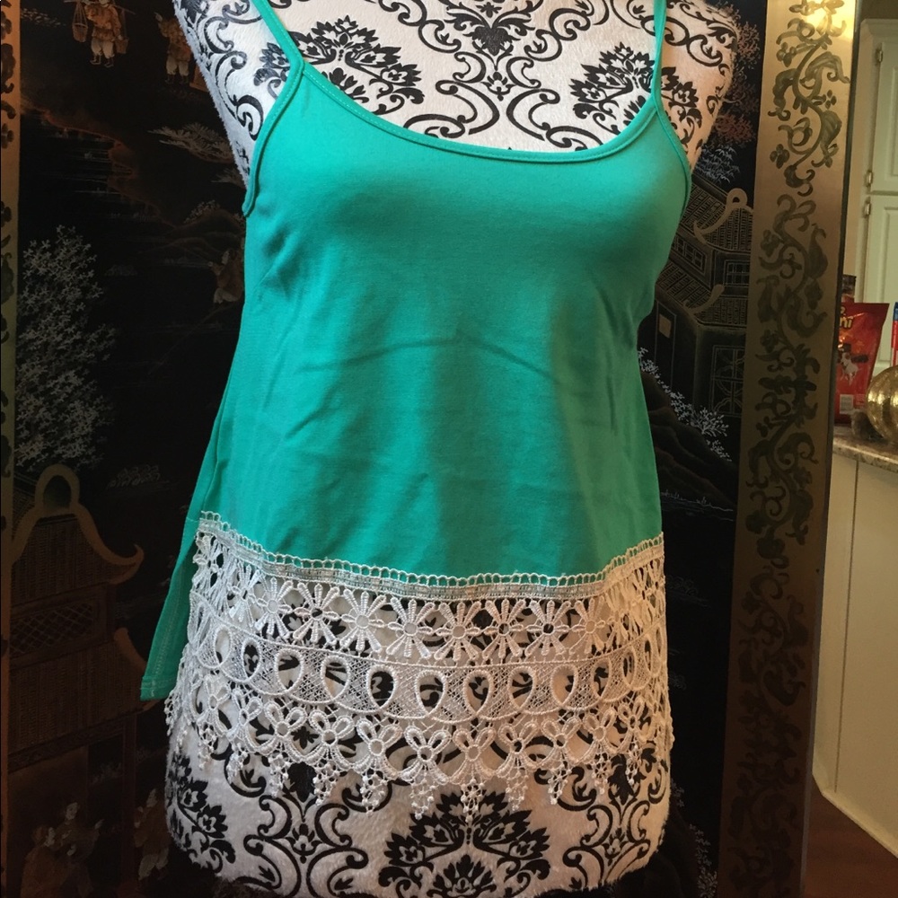 Teal lace crop top
