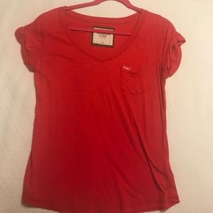 red abercrombie & fitch v neck t shirt