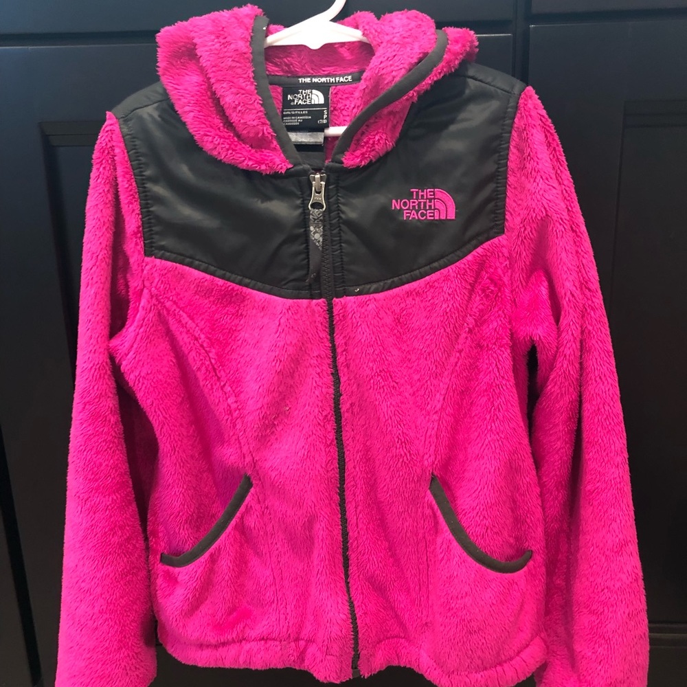 Girls North Face fleece jacket - hot pink (size S)