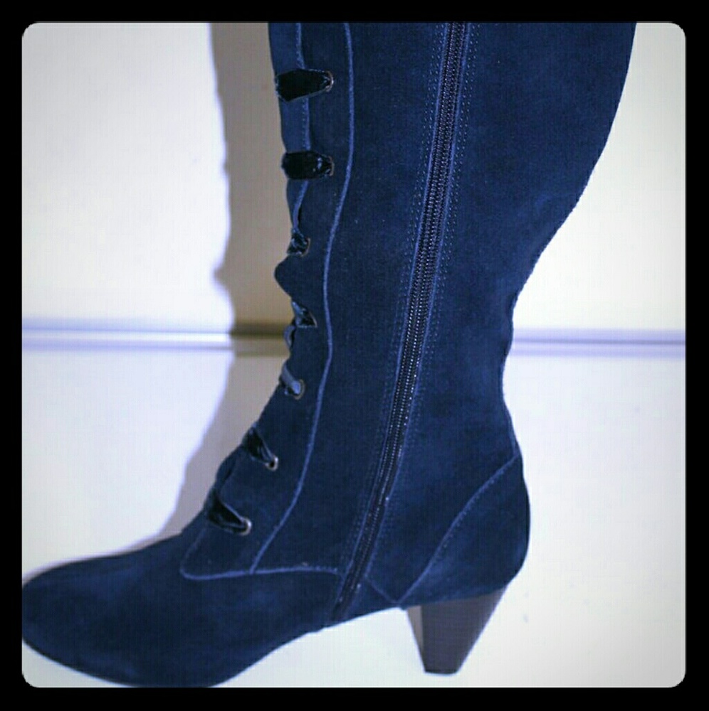 Navy Suede Boots