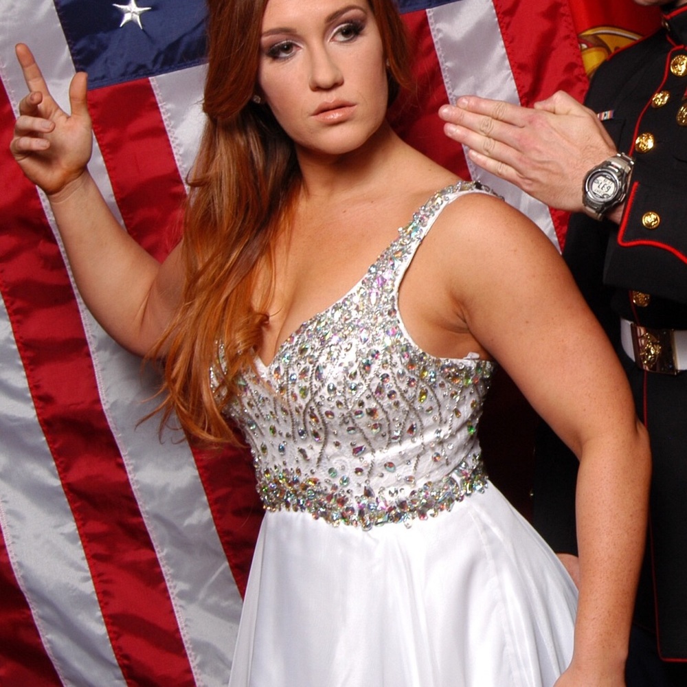 White crystal bling beaded dress