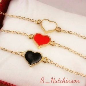 💥Flash Sale💥White, Red & Black Heart Bracelets