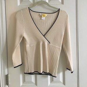 White House Black Market Cream/Black top