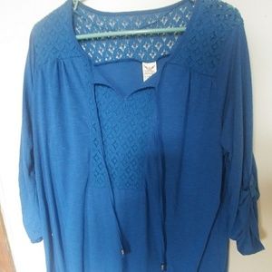 Flowy navy blue plus size blouse