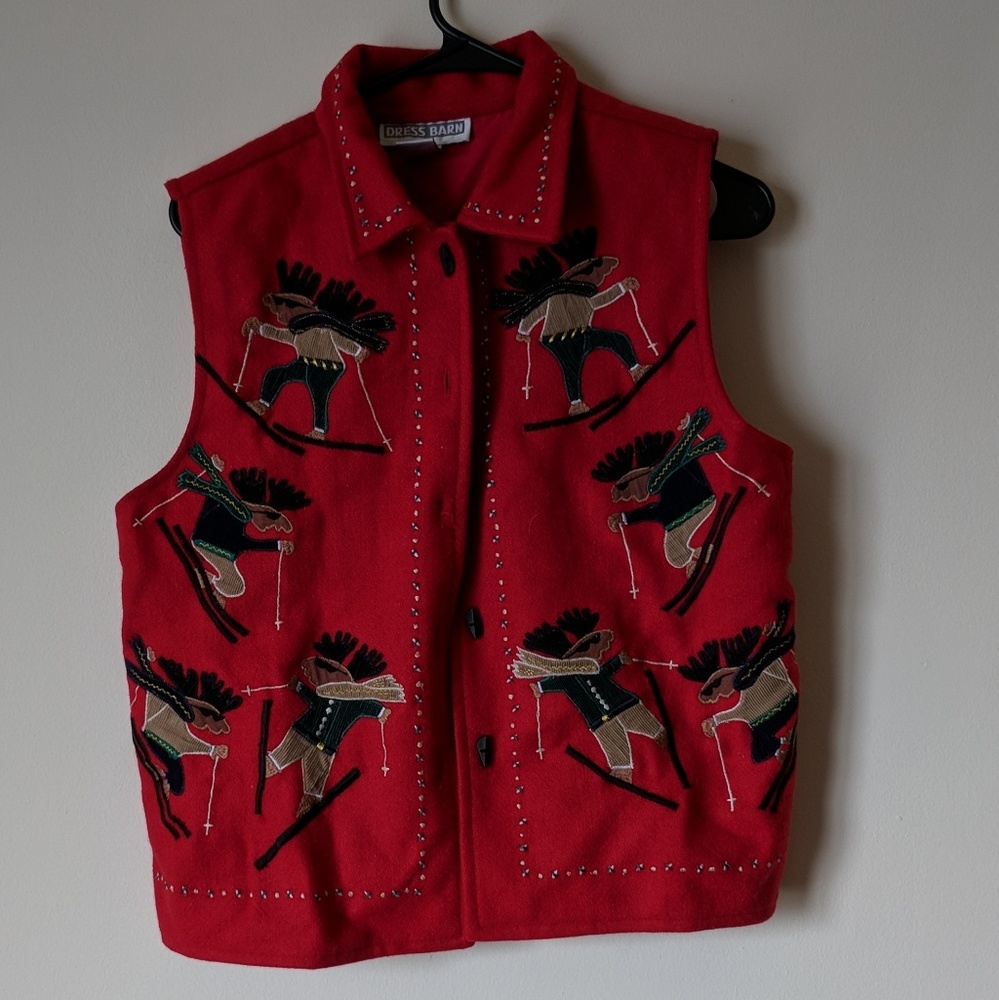 Skiing Moose Christmas Sweater vest!