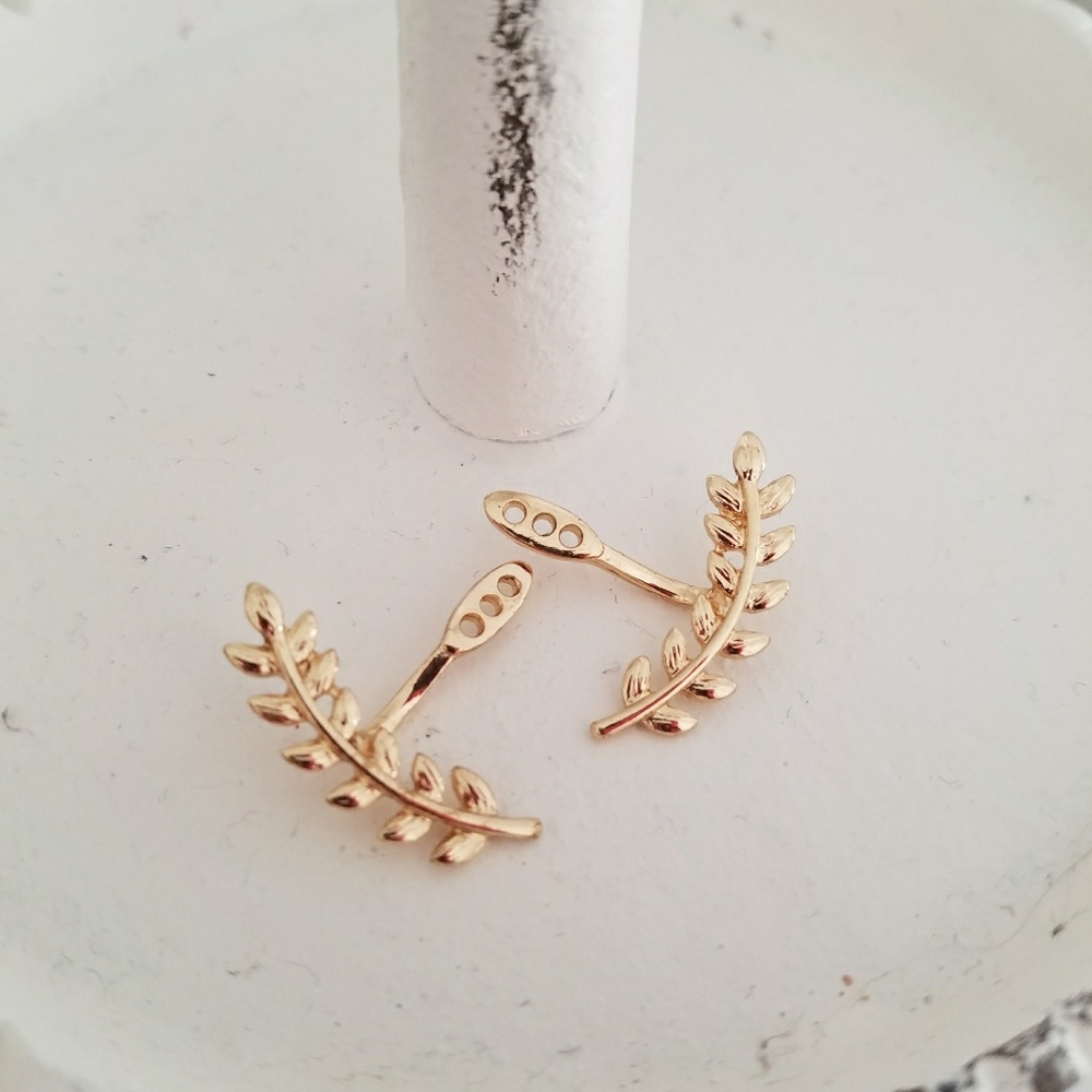 Bundled! BOGO Gold Tone Leaf Earring Jackets